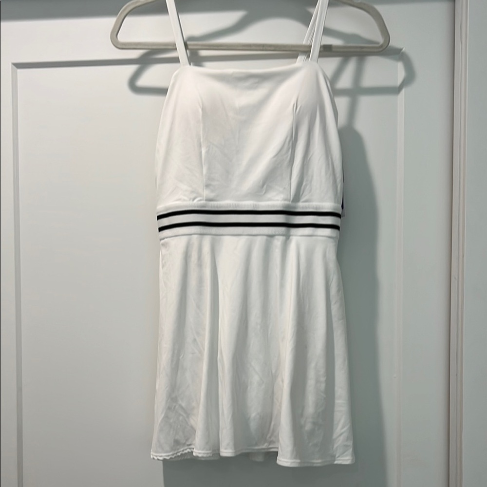 JoyLab White Dress with Black Stripes
